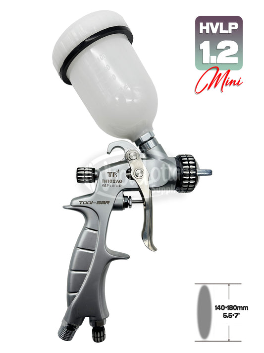 MINI HVLP High Grade Auto Refinishing Paint Spray Gun TOOL-BAR TH102AG Aluminium 1.2mm Nozzle