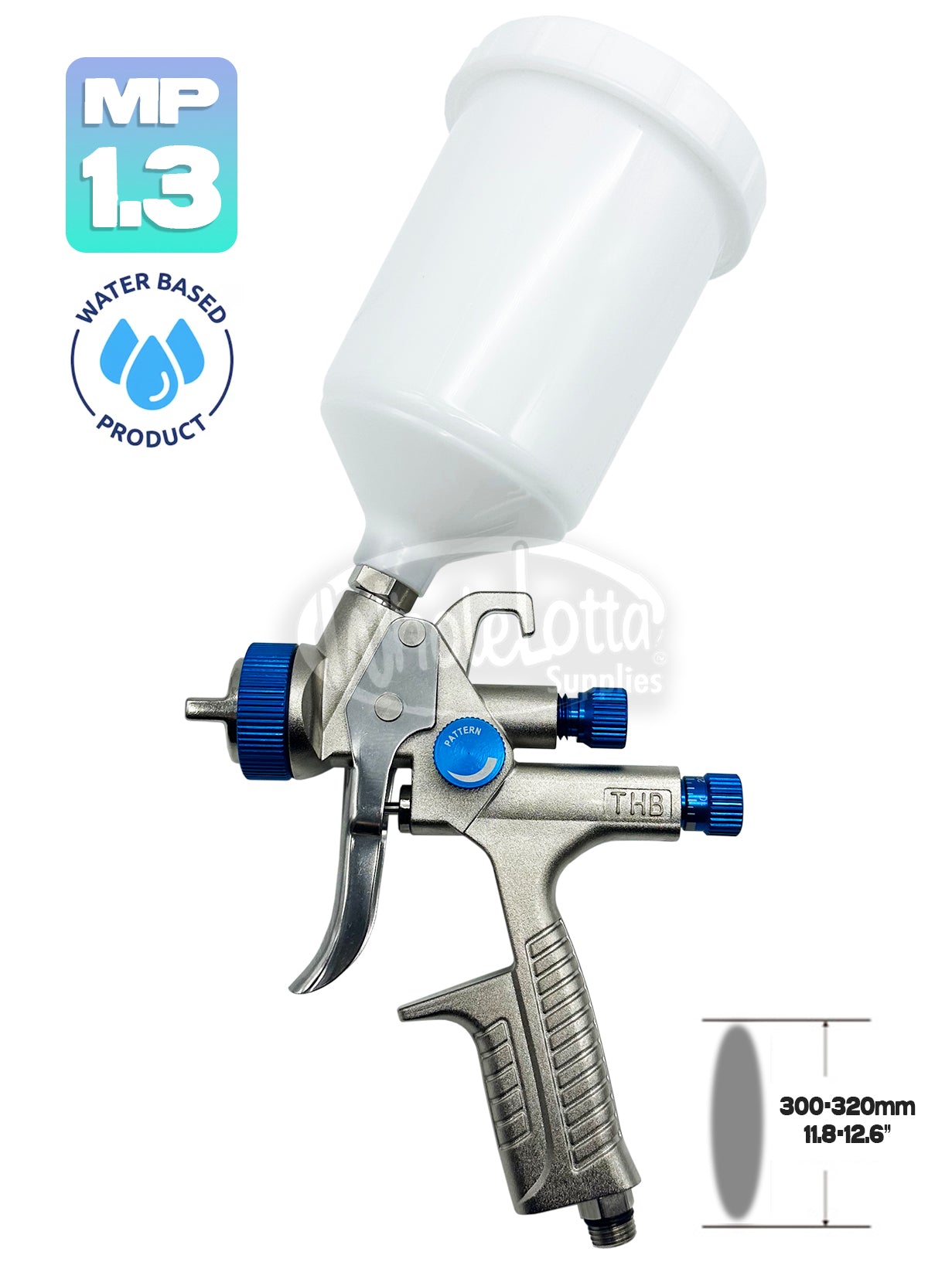 MP Top Grade Auto Refinishing Paint Spray Gun THB BS10 Aluminium 1.3mm Nozzle Water Base w/ Built-in Regulator