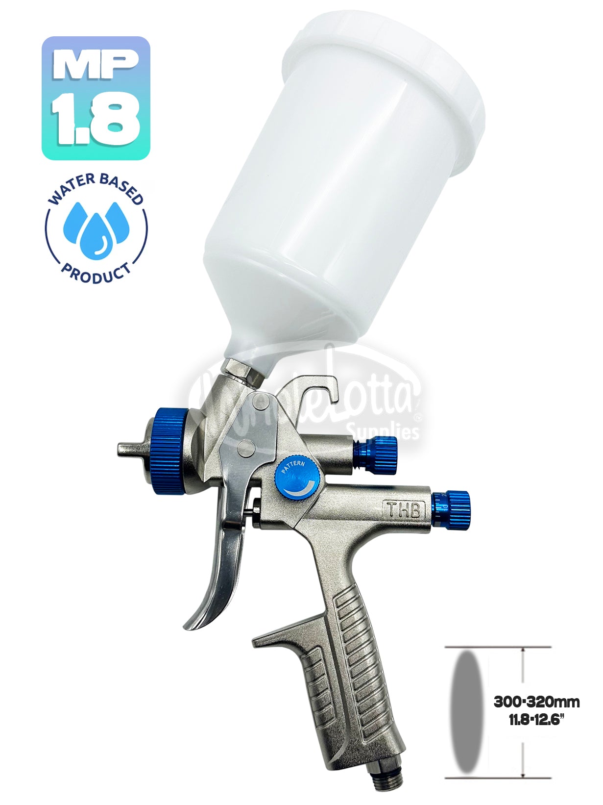 MP Top Grade Auto Refinishing Paint Spray Gun THB BS10 Aluminium 1.8mm Nozzle Water Base w/ Built-in Regulator