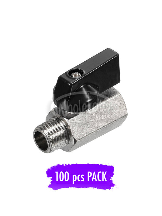 100 PACK 1/4″ NPT Male Brass Mini Ball Valve H Series NPT Female to Male Shut-Off Valve