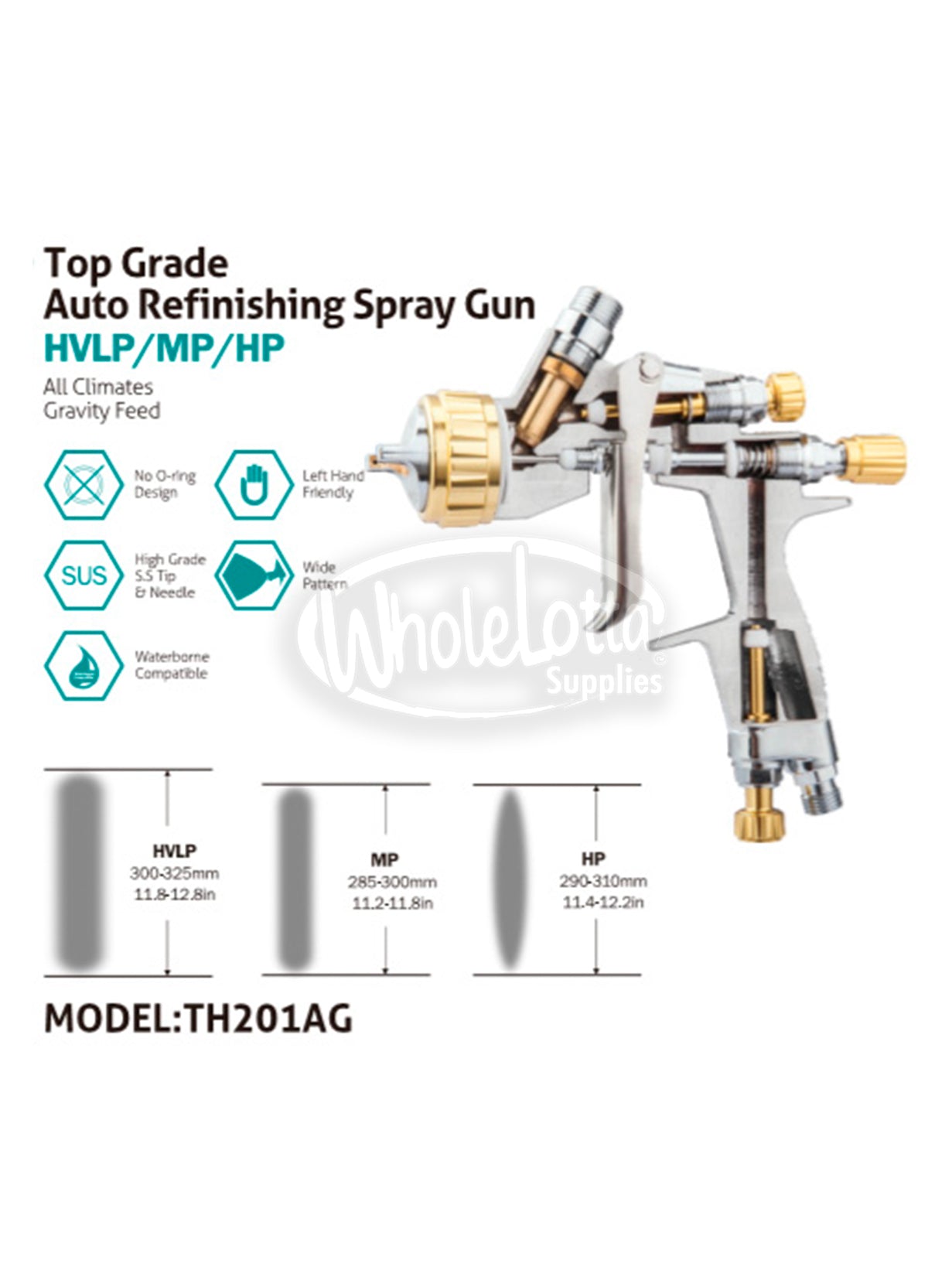 HVLP Top Grade Auto Refinishing Paint Spray Gun TOOL-BAR TH201AG Aluminium 1.4mm Nozzle