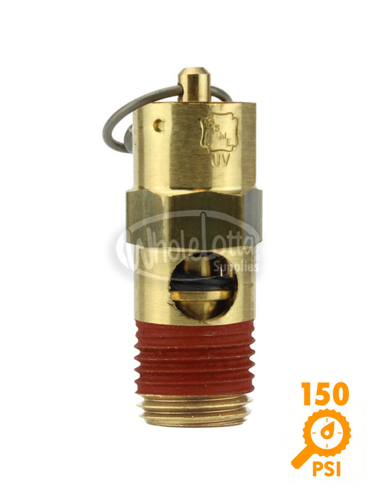 150 PSI 1/4" Male NPT Air Compressor Pop Off Pressure Relief Safety Valve Solid Brass 58 SCFM