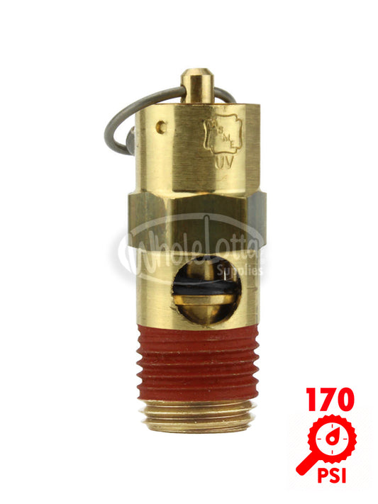 170 PSI 1/4" Male NPT Air Compressor Pop Off Pressure Relief Safety Valve Solid Brass 65 SCFM