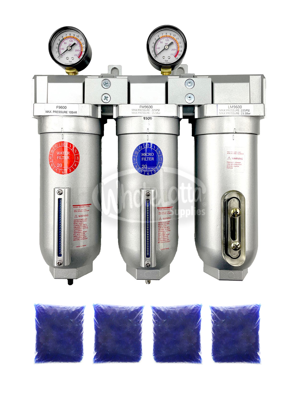 SUPER DUTY 3/4" NPT 3 Stages Filter Industrial Grade Coalescing Desiccant Dryer System w/ Auto Drain