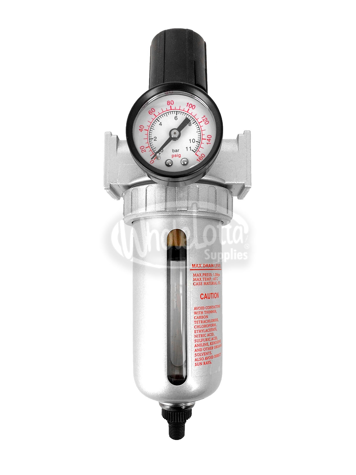 MID FLOW 1/2″ NPT In Line Filter Regulator Combo Piggyback w/ Auto Drain