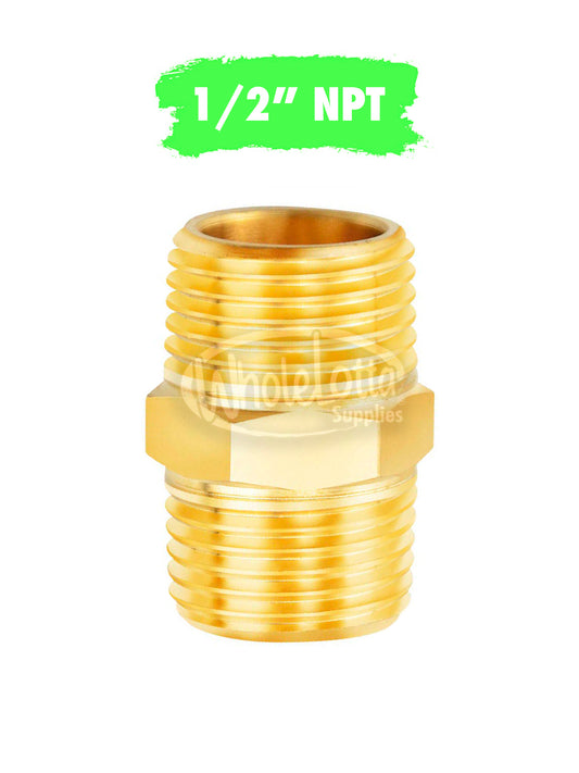 1/2″ NPT Male Brass HEX Nipple AIR / MNPT Fuel / Oil / Gas WOG / Water