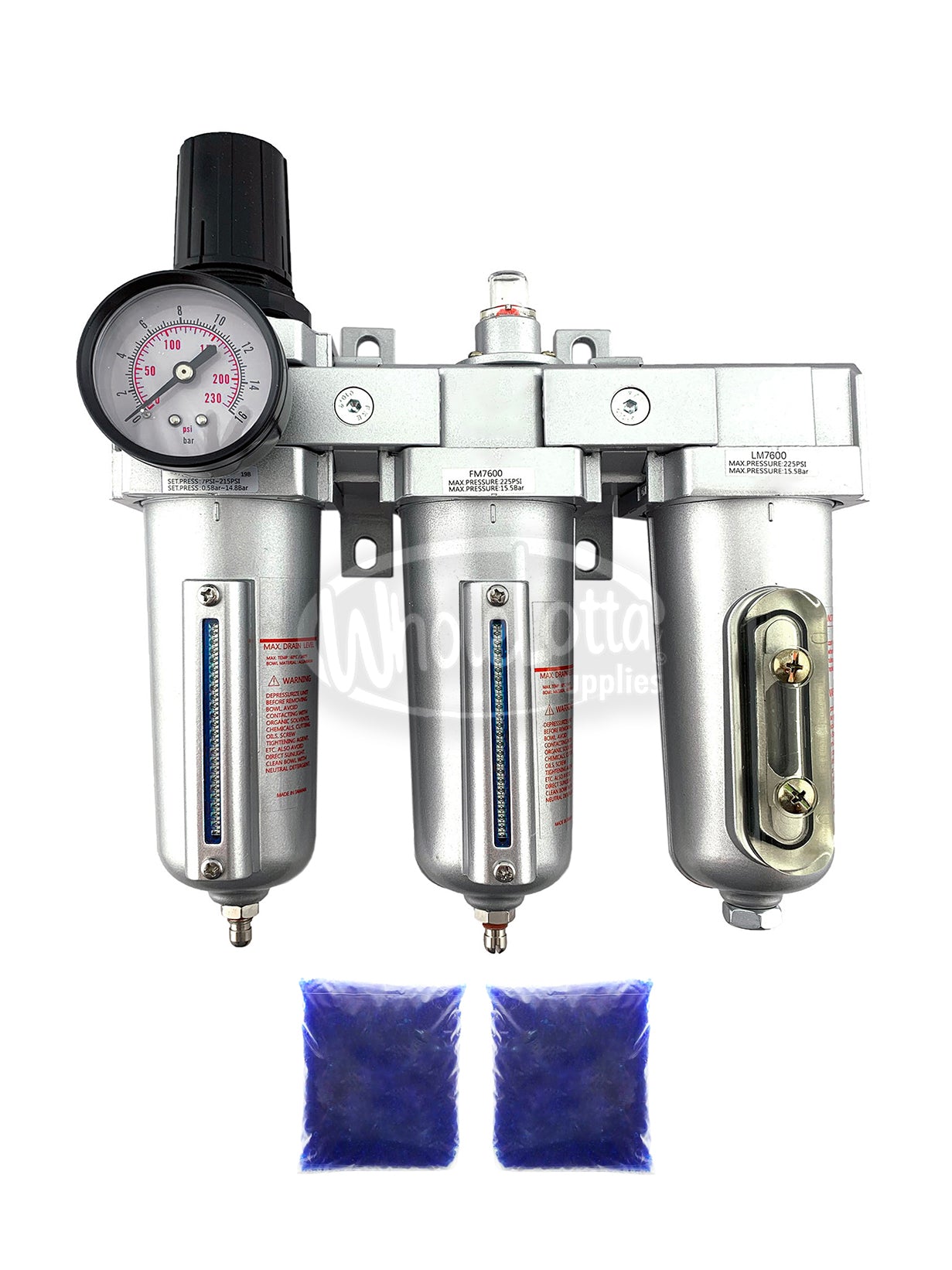 HEAVY DUTY 3/4″ NPT 3 Stage Filter Industrial Grade Regulator Coalescing Desiccant Dryer System w/ Manual Drain