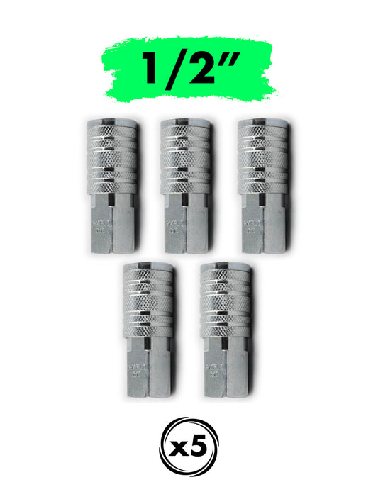 1/2 Inch NPT 5pc KIT Air Quick Coupler Female Socket Industrial, Pneumatic Air Compressor Connect (1/2" SF-NPT)