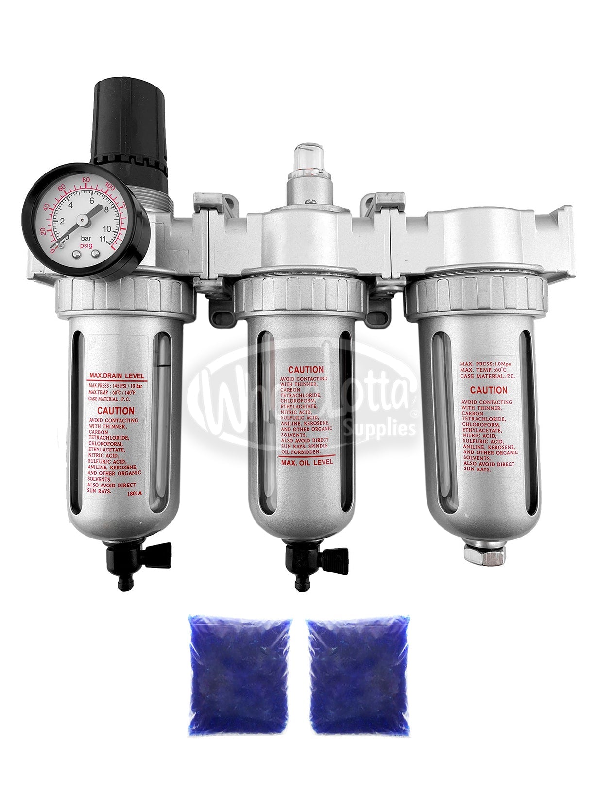 MID FLOW 3/8″ NPT Filter Regulator Coalescing Desiccant Dryer System w/ Manual Drain