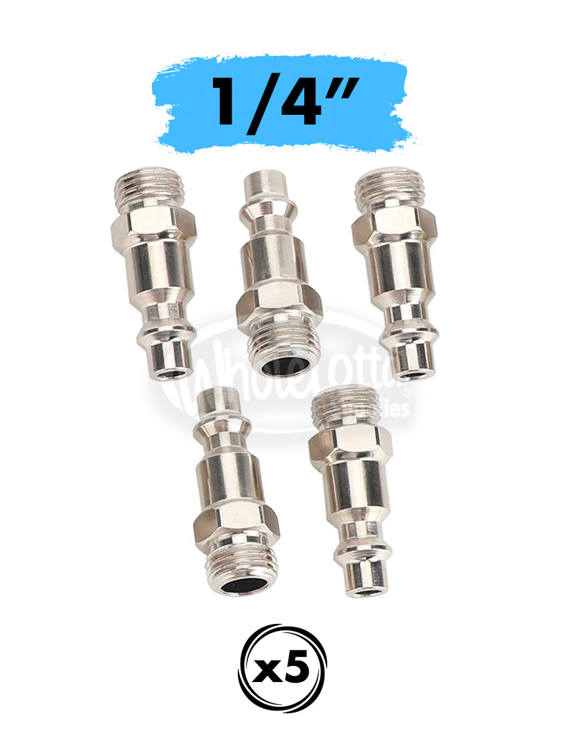 1/4 Inch NPT 5pc KIT Air Quick Coupler Male Plug Industrial, Pneumatic Air Compressor Connect (1/4" & 3/8" MP-NPT)