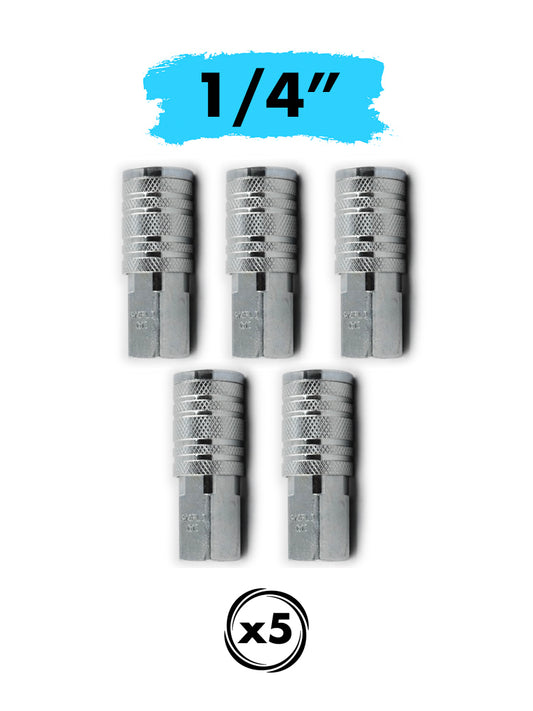 1/4 Inch NPT 5pc KIT Air Quick Coupler Female Socket Industrial, Pneumatic Air Compressor Connect (1/4" SM-NPT)