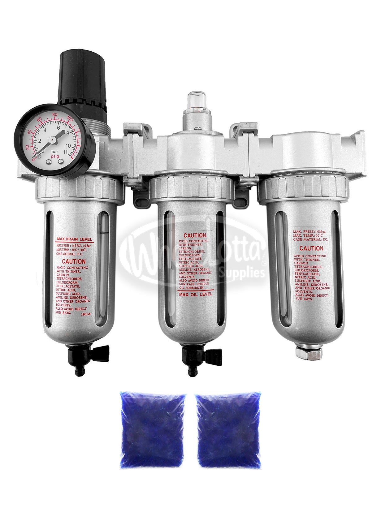 MID FLOW 1/2″ NPT Filter Regulator Coalescing Desiccant Dryer System w/ Manual Drain