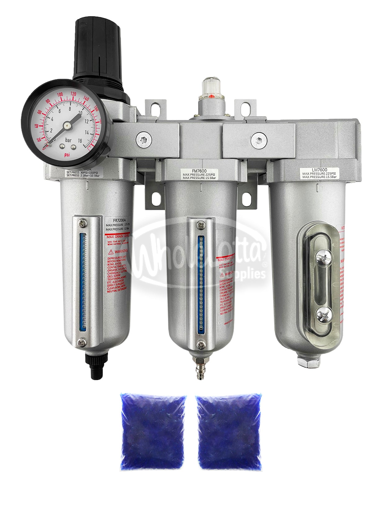 HEAVY DUTY 1/2″ NPT 3 Stage Industrial Grade Filter Regulator Coalescing Desiccant Dryer System w/ Auto Drain