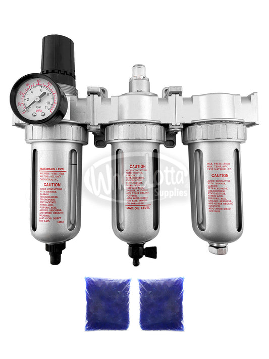 MID FLOW 1/2″ NPT Filter Regulator Coalescing Desiccant Dryer System w/ Auto Drain