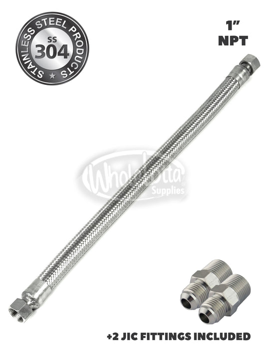 1" x 36" Stainless Steel Compressed Air Line Flexible Metal Hose Compressor Tube + JCI Fittings