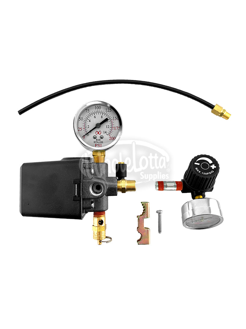 LEFOO Heavy Duty 4 Port Pressure Switch KIT 95-125 PSI w/ Regulator, Gauge & Safety Valve 26AMP