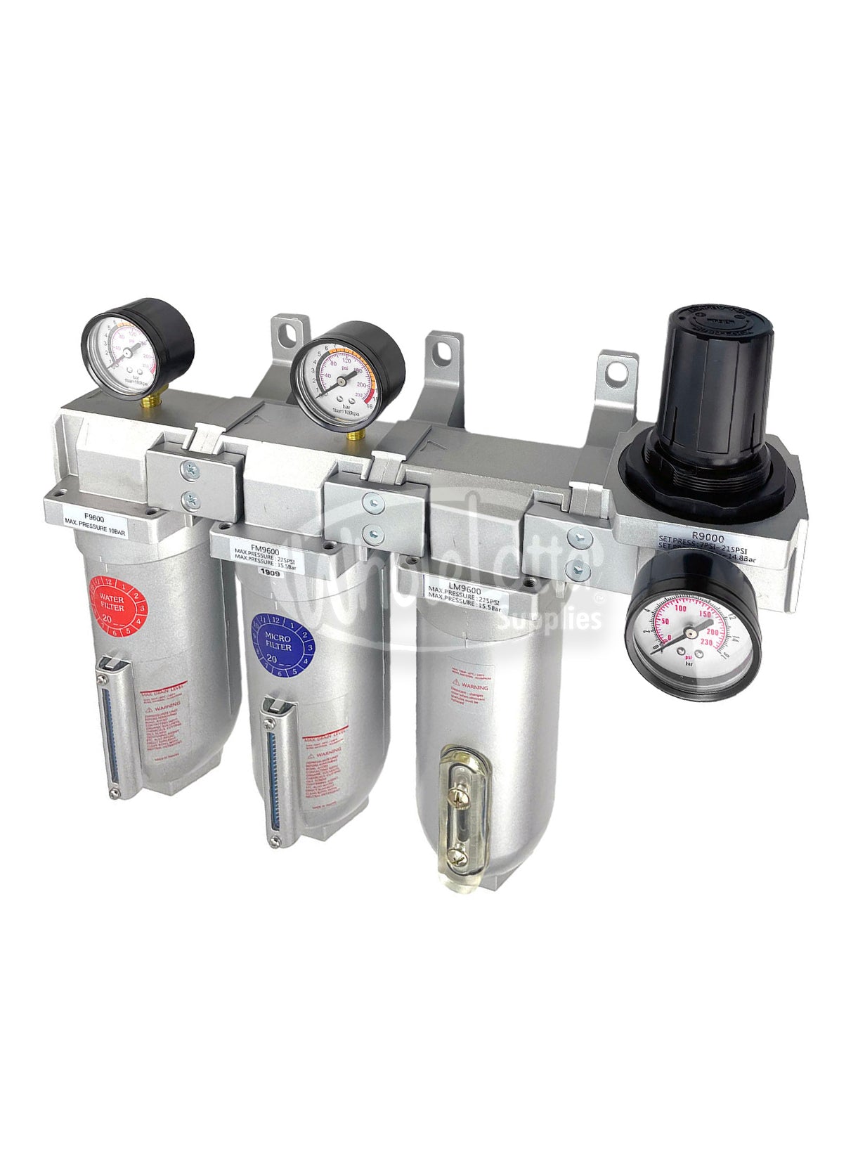 SUPER DUTY 3/4" NPT 3 Stages Filter Industrial Grade Coalescing Desiccant Dryer Regulator System w/ Auto Drain