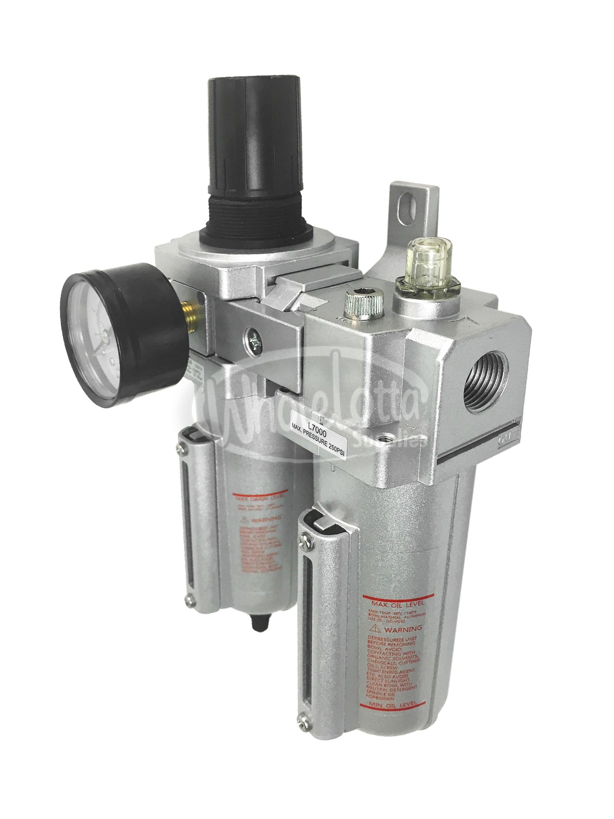 HEAVY DUTY 3/4" NPT In Line Filter Regulator Lubricator Oiler Combo Piggyback w/ Auto Drain