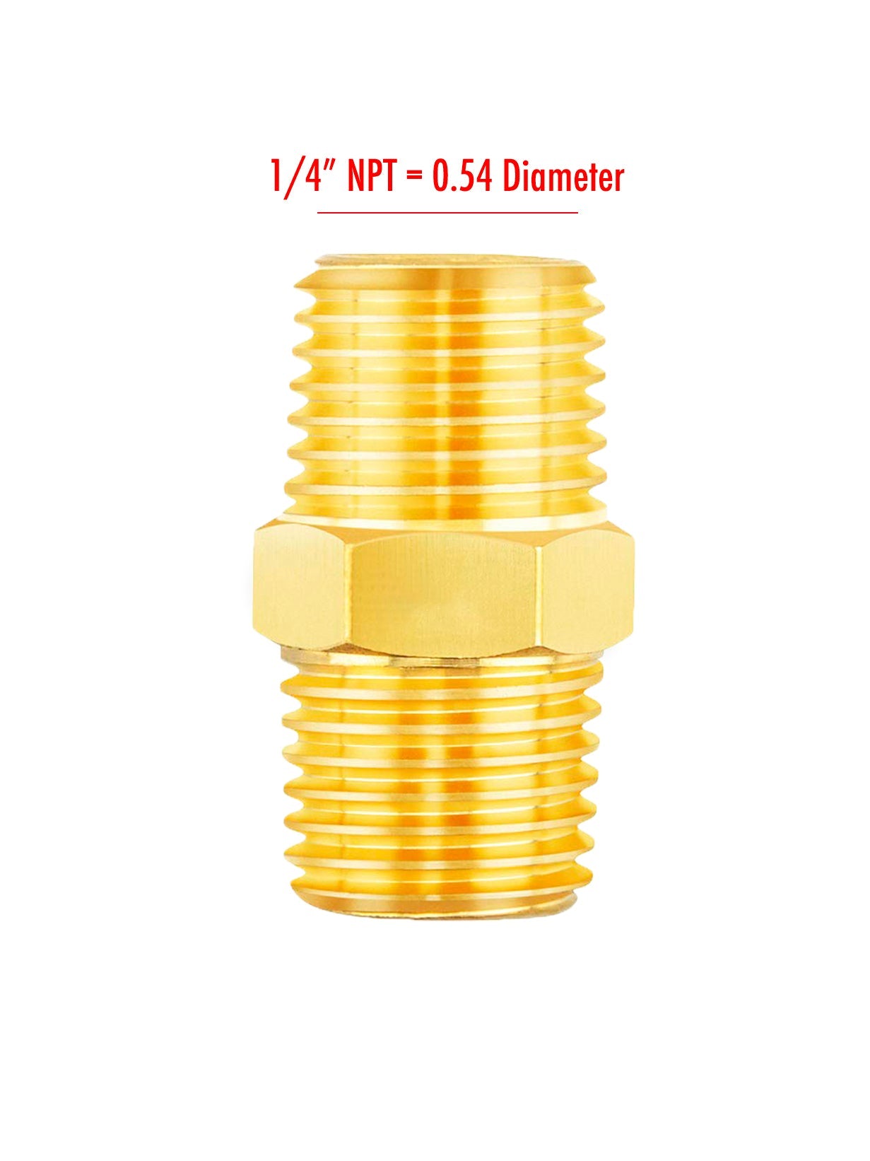 1/4″ NPT Male Brass HEX Nipple AIR / MNPT Fuel / Oil / Gas WOG / Water