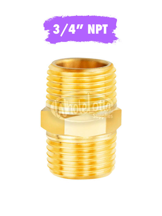 3/4″ NPT Male Brass HEX Nipple AIR / MNPT Fuel / Oil / Gas WOG / Water