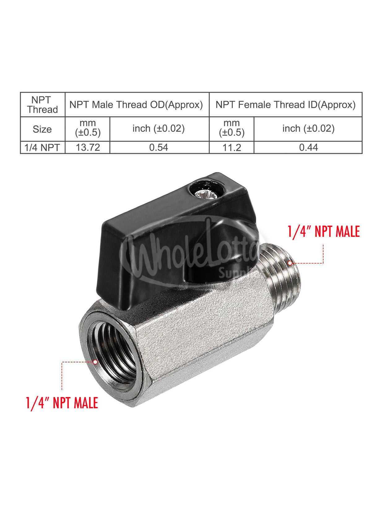 100 PACK 1/4″ NPT Male Brass Mini Ball Valve H Series NPT Female to Male Shut-Off Valve