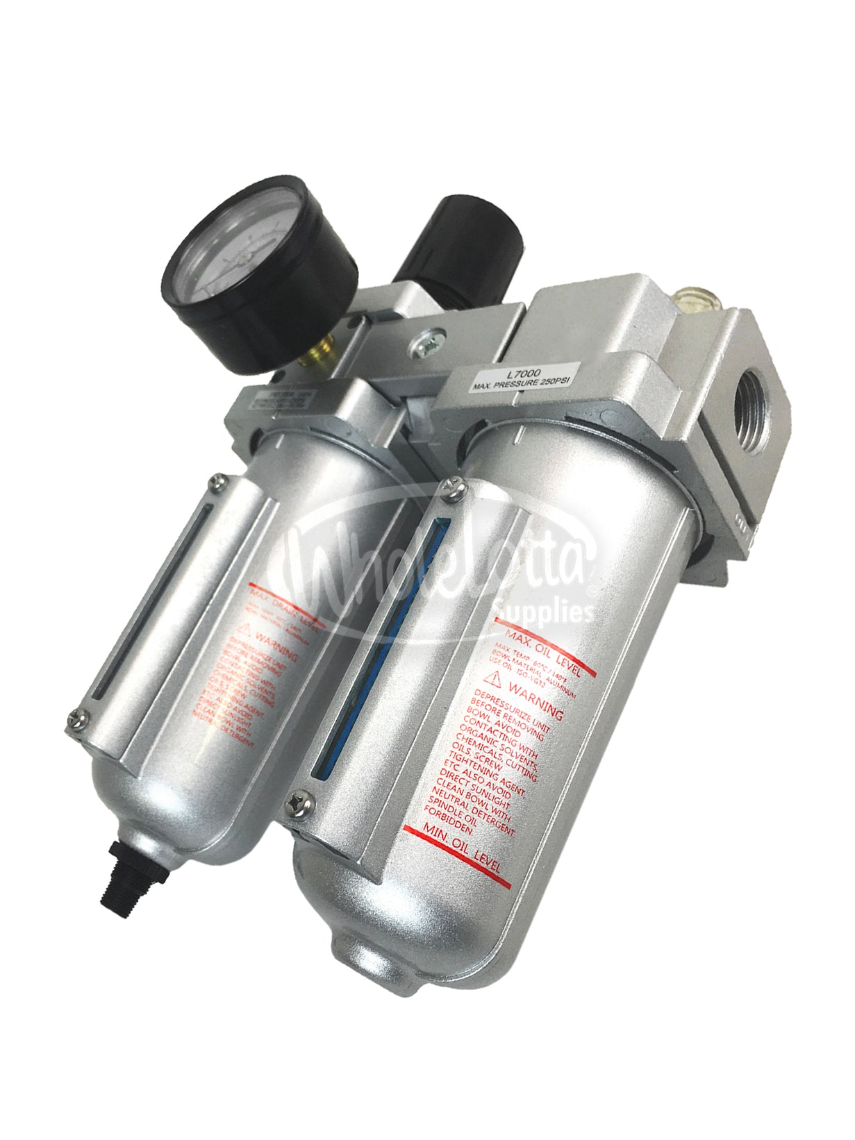 HEAVY DUTY 1/2" In Line Filter Regulator Lubricator Oiler Combo Piggyback w/ Auto Drain