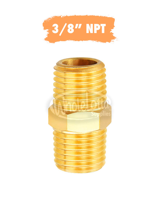 3/8″ NPT Male Brass HEX Nipple AIR / MNPT Fuel / Oil / Gas WOG / Water