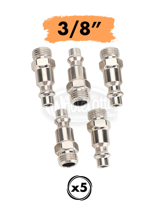 3/8 Inch NPT 5pc KIT Air Quick Coupler Male Plug Industrial, Pneumatic Air Compressor Connect (1/4" & 3/8" MP-NPT)