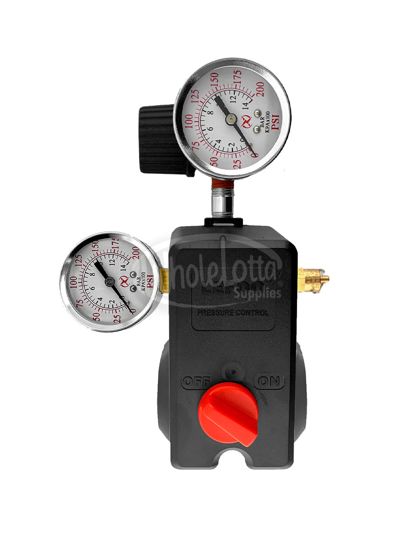 LEFOO Heavy Duty 4 Port Pressure Switch KIT 95-125 PSI w/ Regulator, Gauge & Safety Valve 26AMP