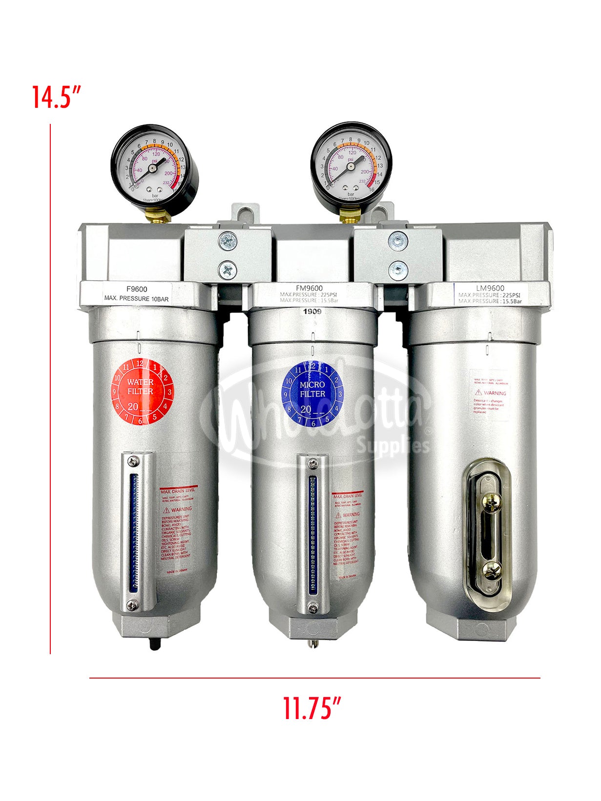 SUPER DUTY 3/4" NPT 3 Stages Filter Industrial Grade Coalescing Desiccant Dryer System w/ Auto Drain