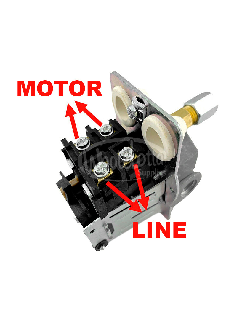 LEFOO Heavy Duty 95-125PSI Pressure Switch 4 Port Air Compressor Unloader 26AMP (LF19A-L4)