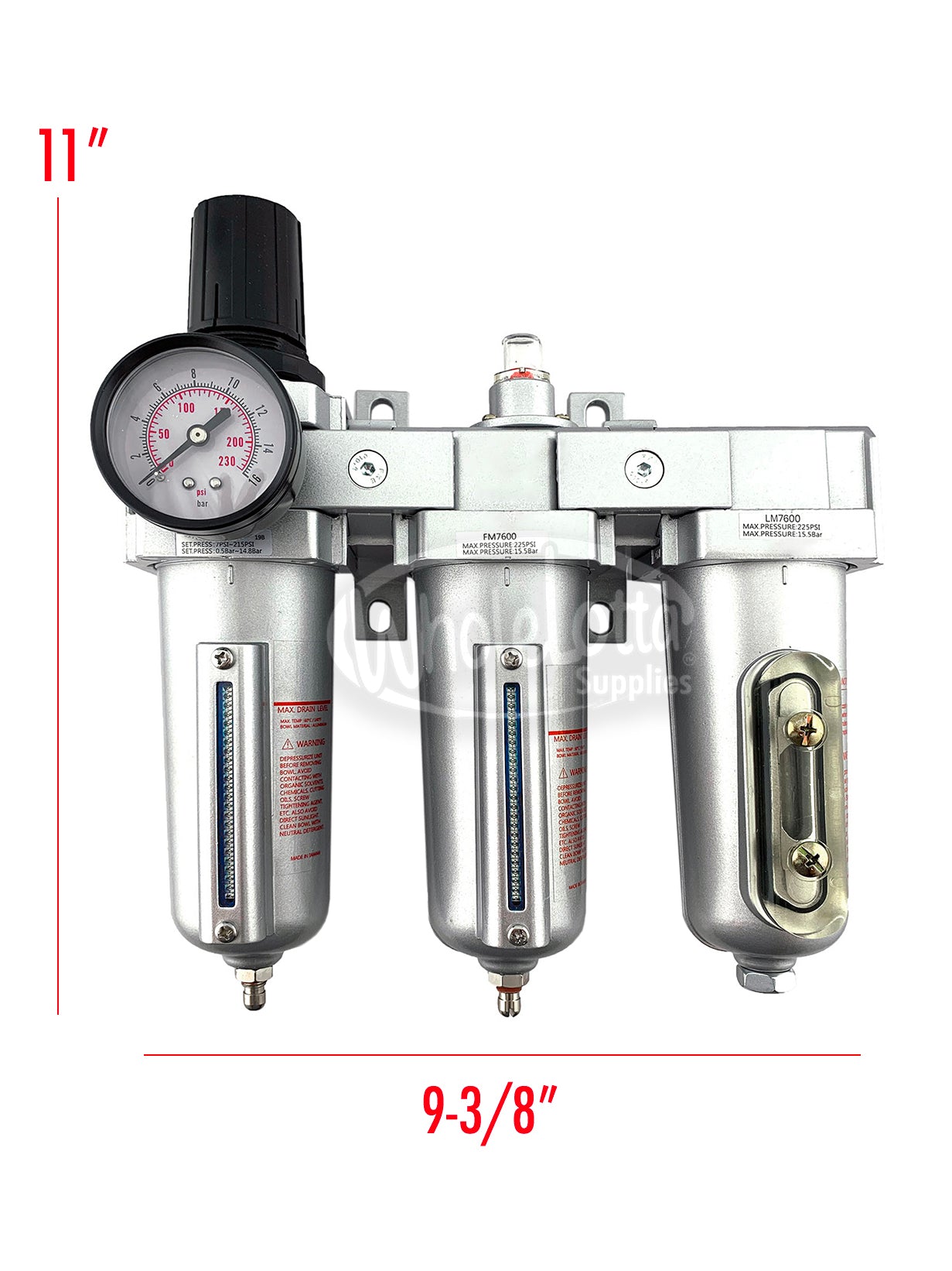 HEAVY DUTY 3/4″ NPT 3 Stage Filter Industrial Grade Regulator Coalescing Desiccant Dryer System w/ Manual Drain