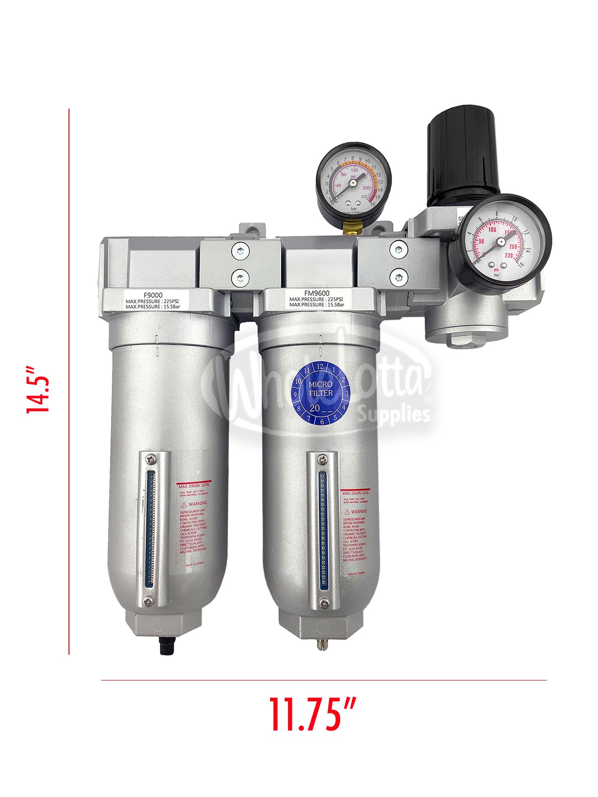 SUPER DUTY 1″ NPT 2 Stages Filter Industrial Grade Coalescing Regulator System w/ Auto Drain