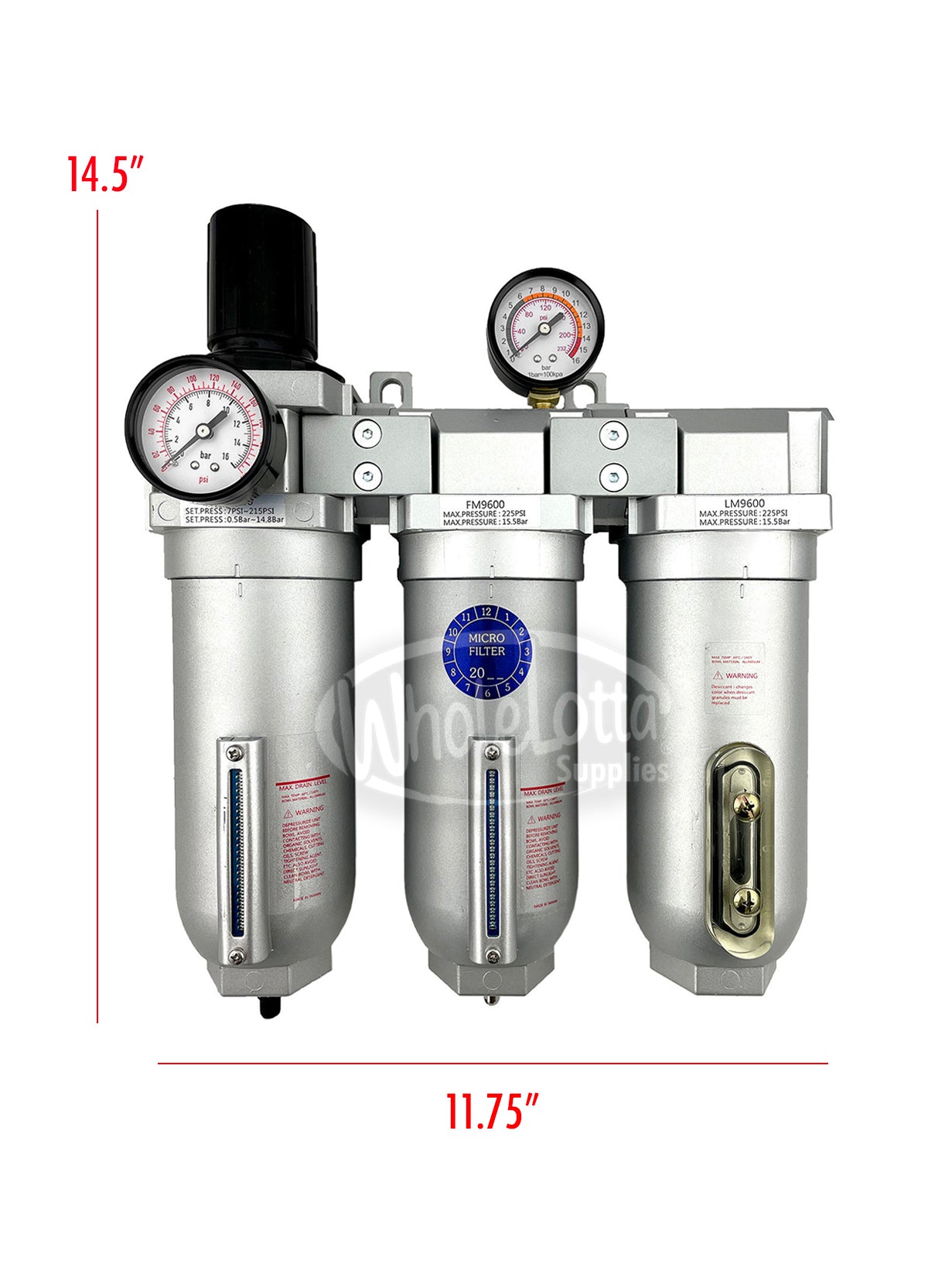 SUPER DUTY 1″ NPT 3 Stage Filter Industrial Grade Regulator Coalescing Desiccant Dryer System w/ Auto Drain