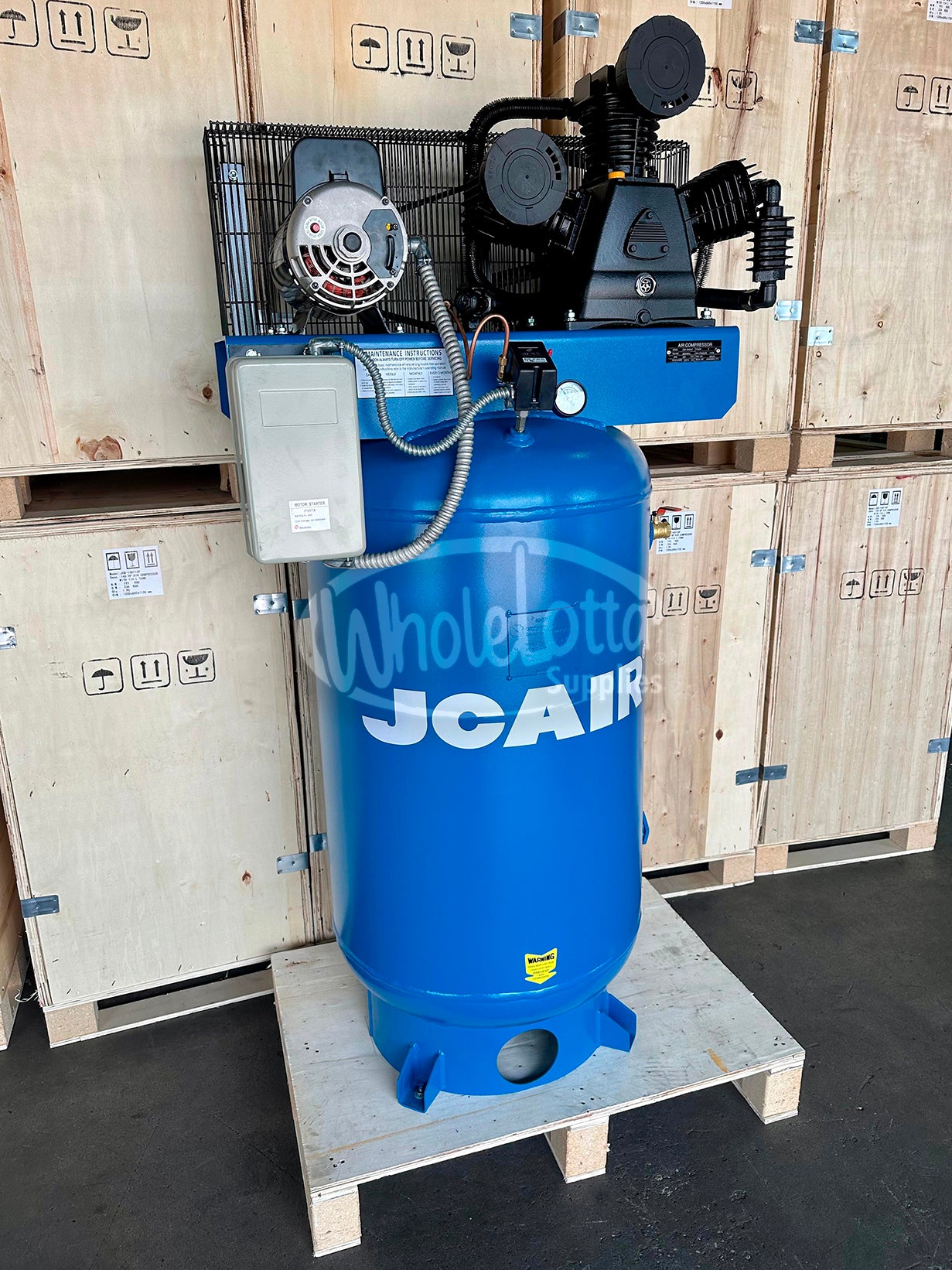 JC AIR 80 Gallon Air Compressor Piston w/ Magnetic Starter 5hp Motor Strong Pump