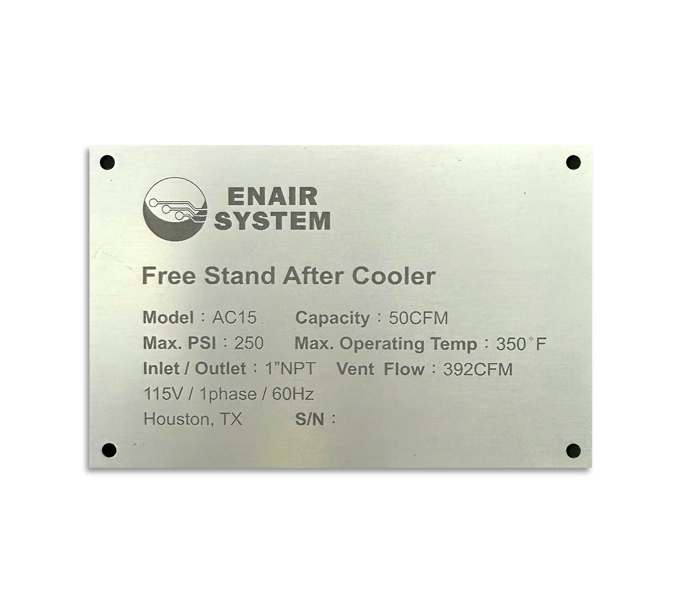 50 CFM FREE STAND AFTERCOOLER ENAIR 115v