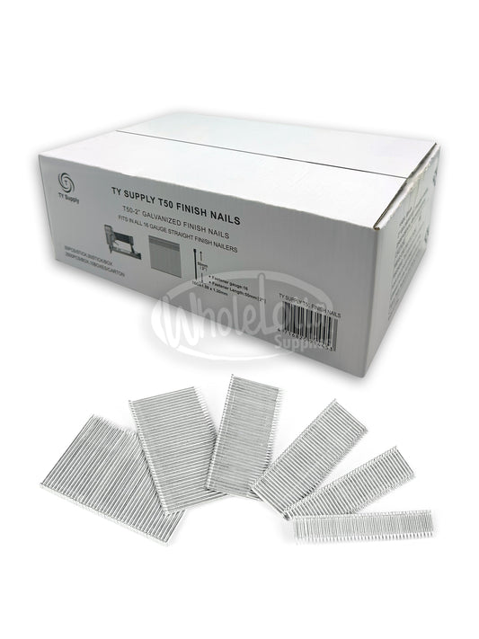 T50 (50mm) 2" Length Nails for 16 Gauge Straight Finish Nailers 25000pcs Carton